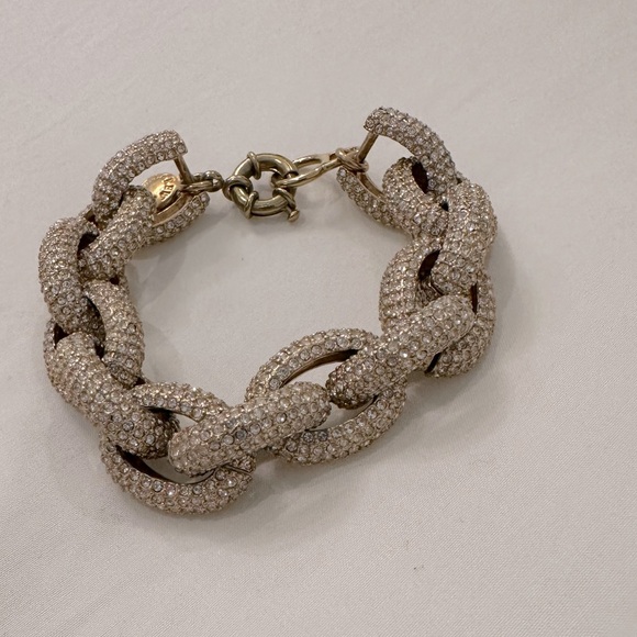 J Crew gold tone pave chunky chain link bracelet - Picture 2 of 9